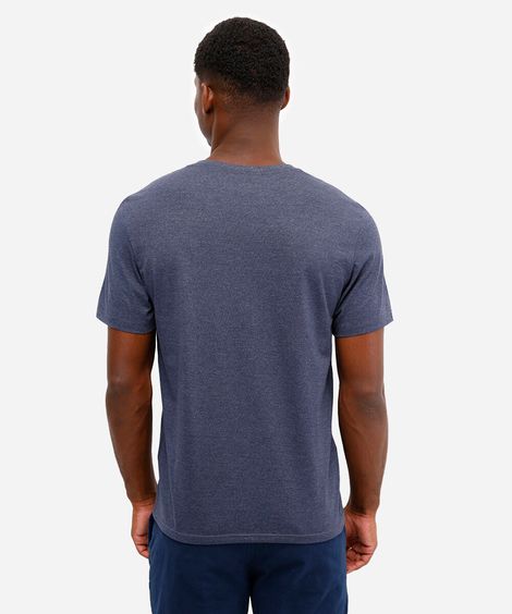 camiseta básica manga curta gola portuguesa - azul mesclado