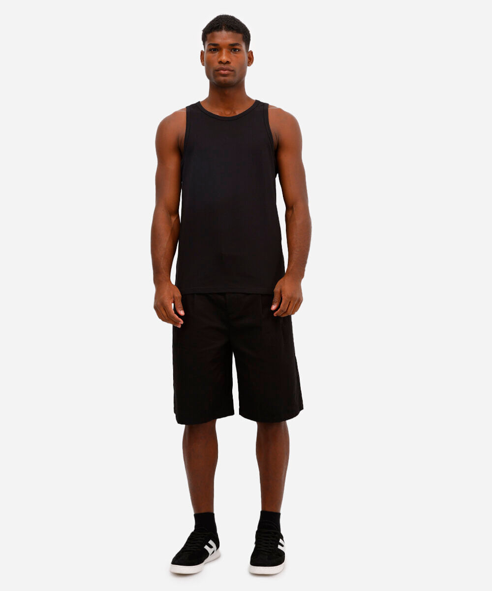 regata básica de algodão preta