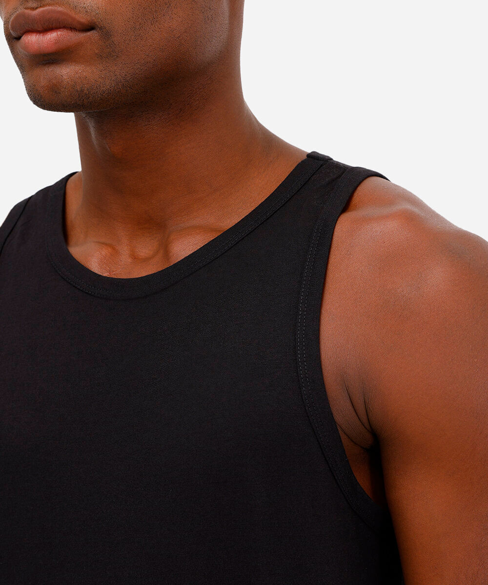 regata básica de algodão preta