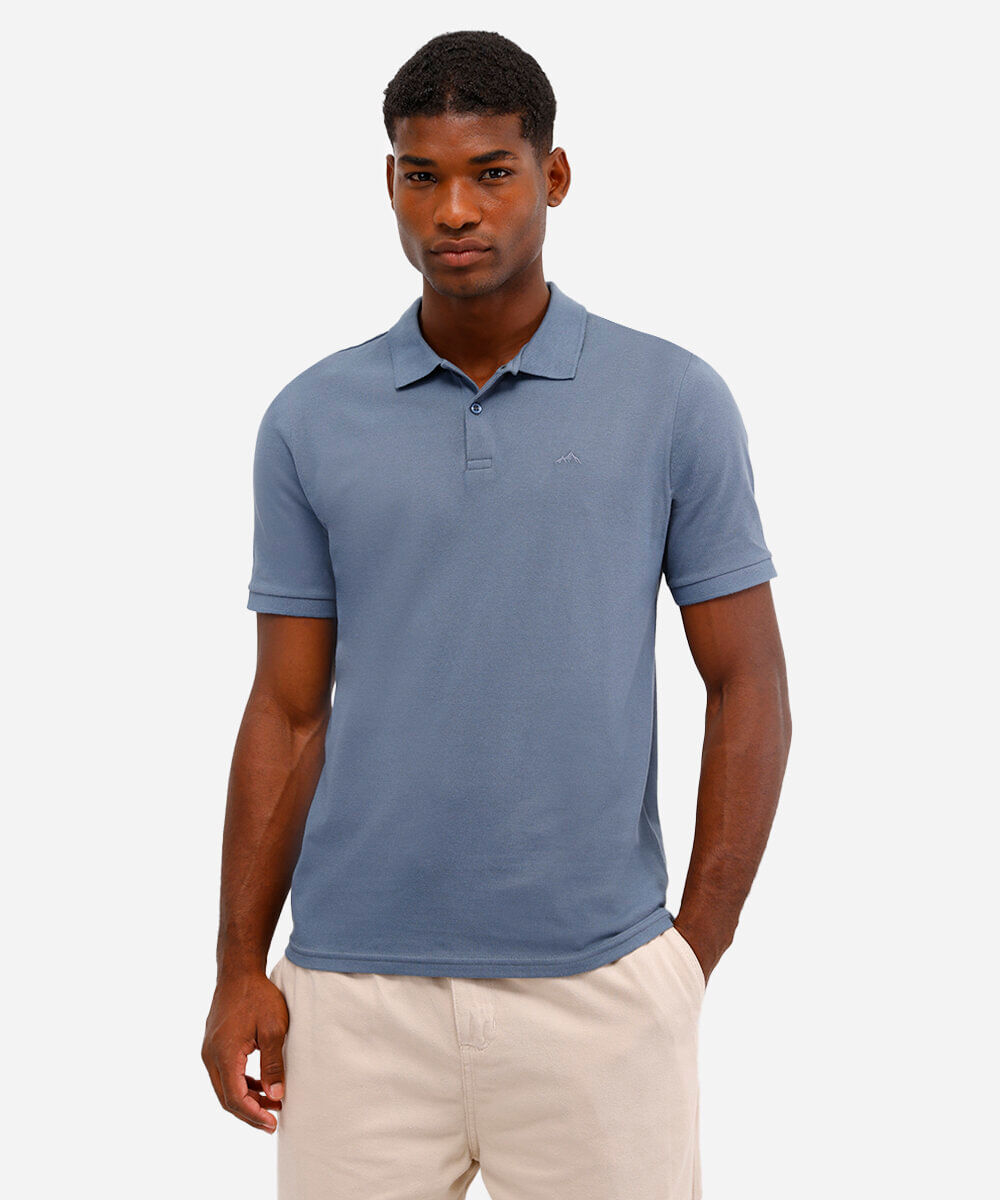 polo comfort básica de piquet azul