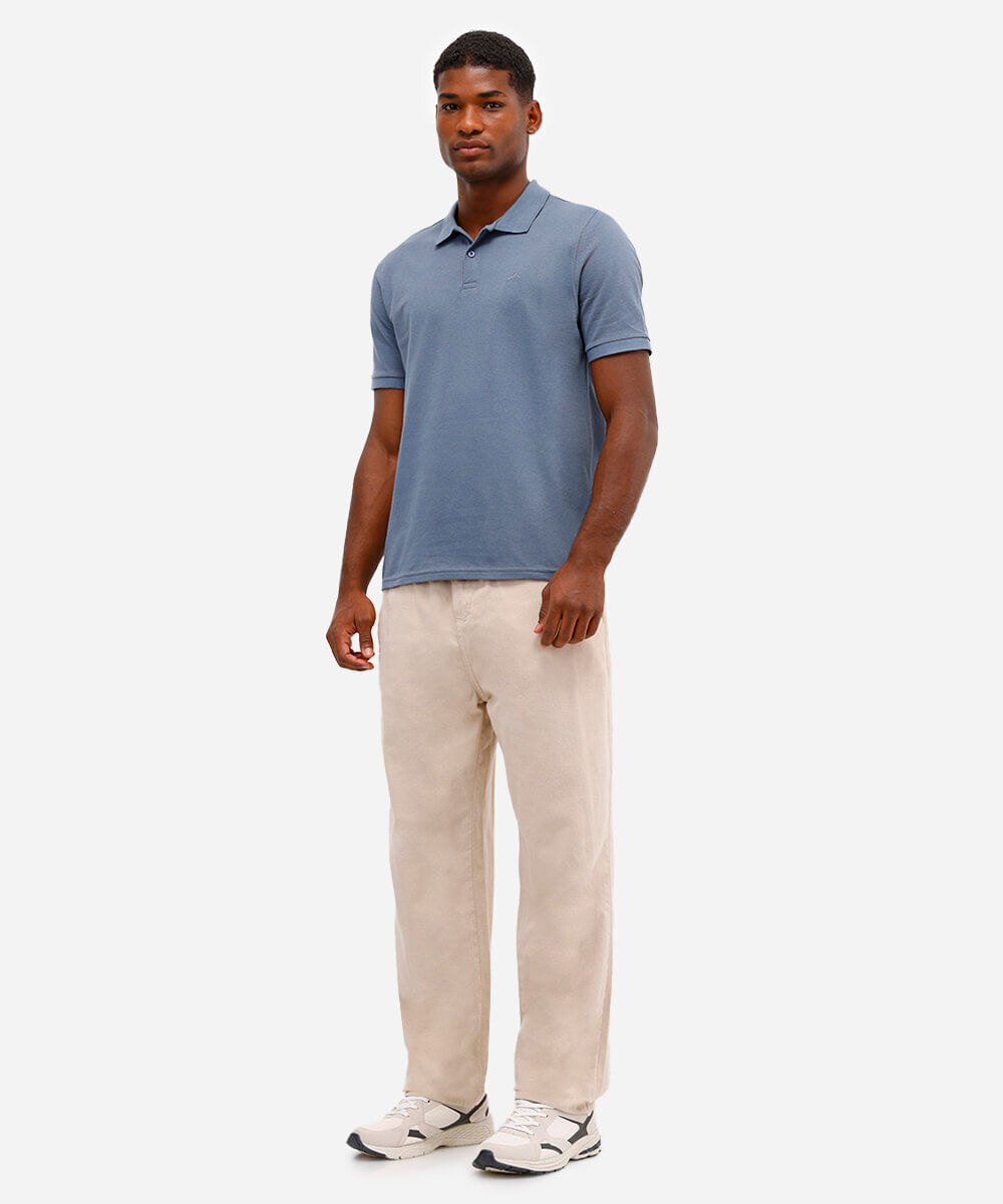 polo comfort básica de piquet azul