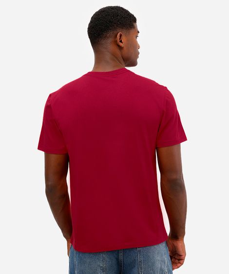 camiseta masculina de algodão básica manga curta vermelha