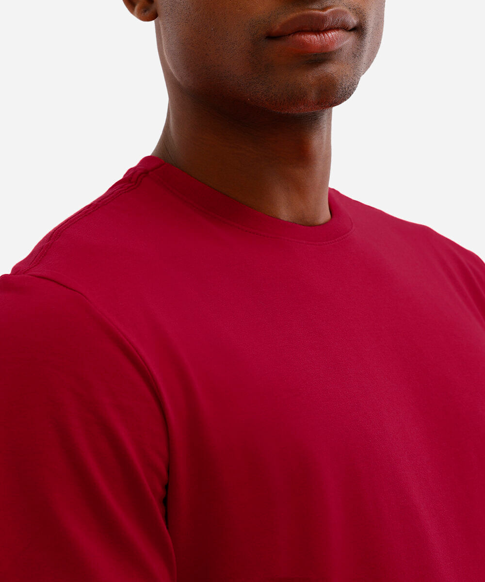camiseta masculina de algodão básica manga curta vermelha