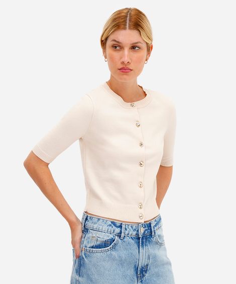 cardigan de tricot com botões off white