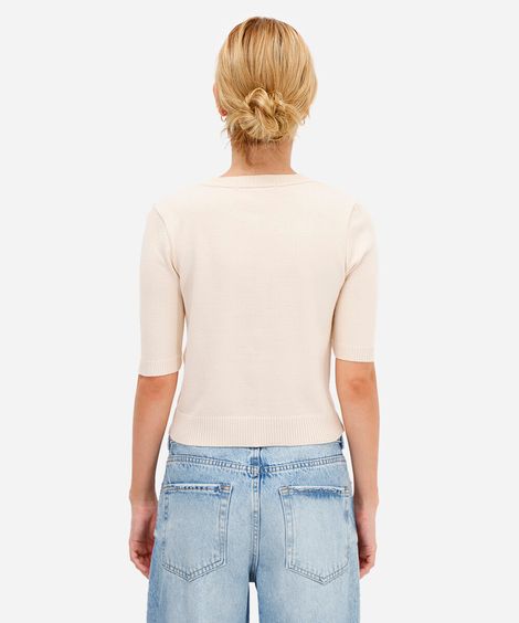 cardigan de tricot com botões off white