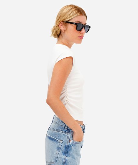 blusa texturizada manga japonesa off white