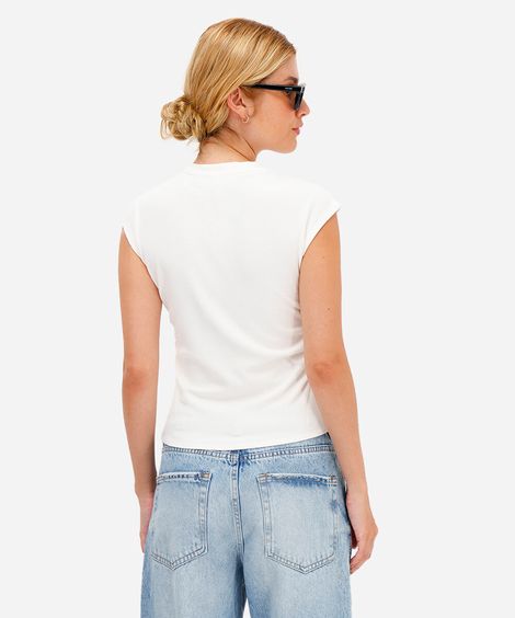 blusa texturizada manga japonesa off white