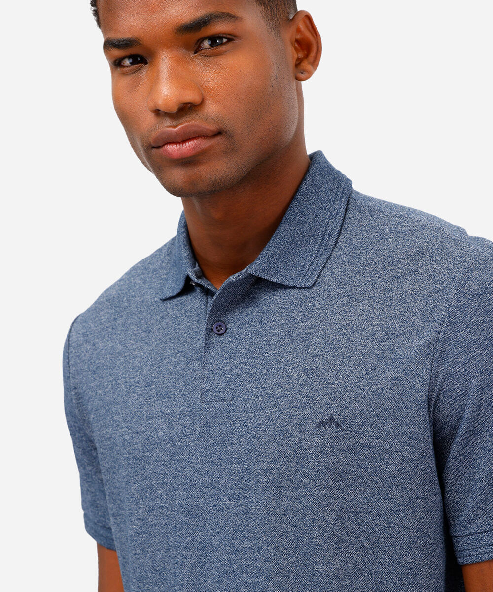 polo de piquet básica comfort manga curta azul