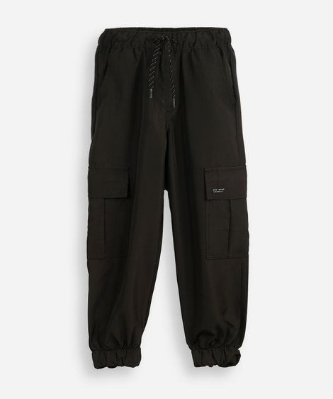 calça jogger infantil com bolsos cargo preta