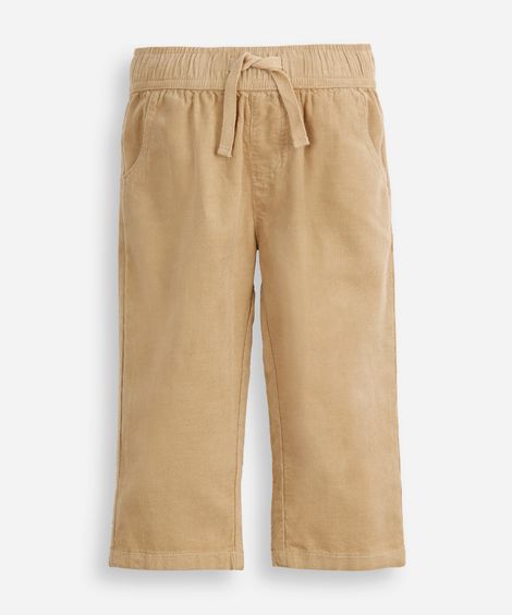 calça reta infantil texturizada bege