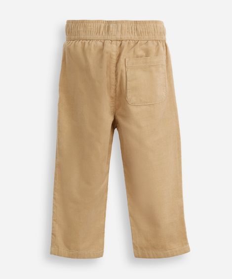 calça reta infantil texturizada bege