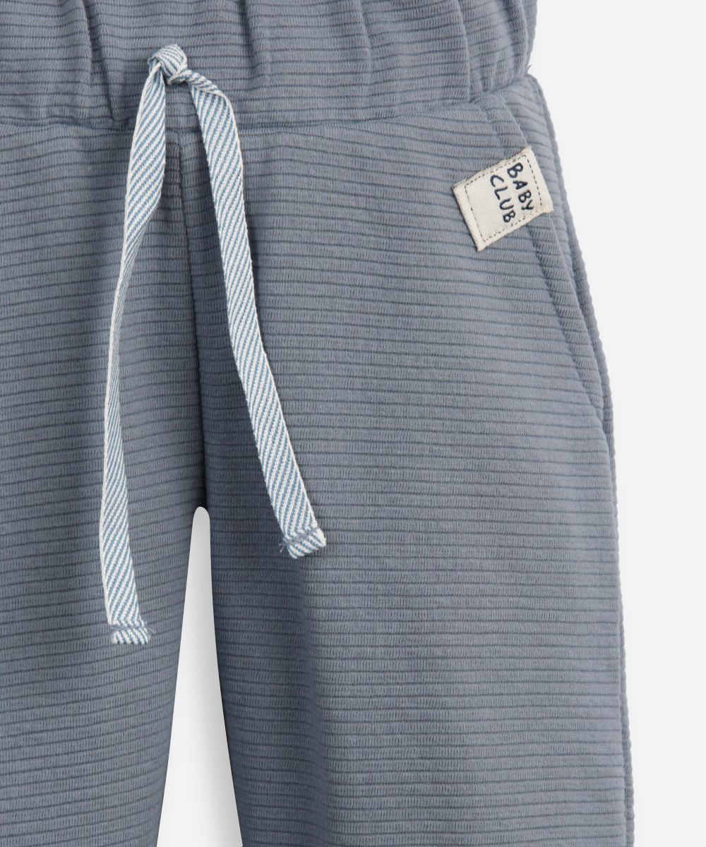 conjunto de moletom infantil canelado com capuz - azul