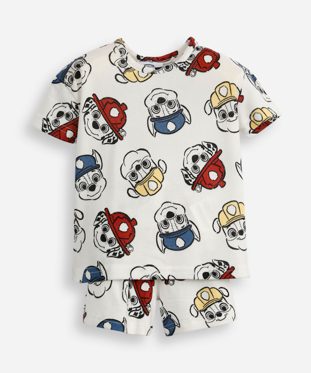 pijama curto infantil patrulha canina off white