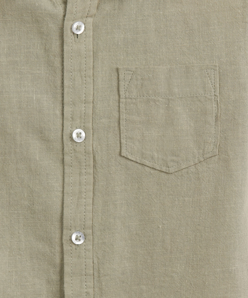 camisa comfort infantil com linho manga curta verde