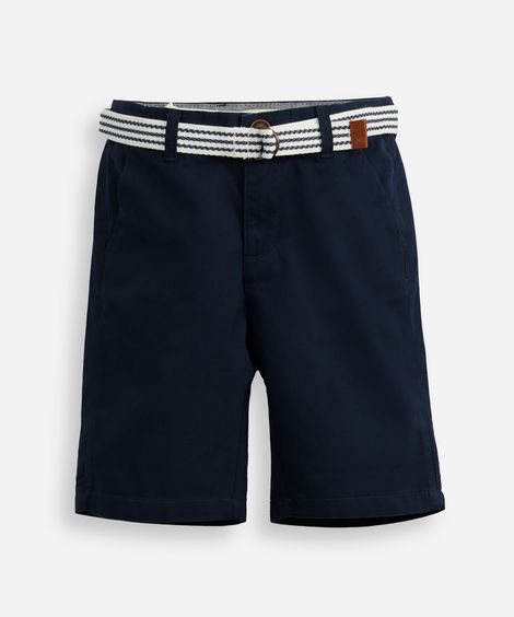 bermuda de sarja infantil com cinto azul