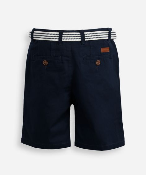 bermuda de sarja infantil com cinto azul