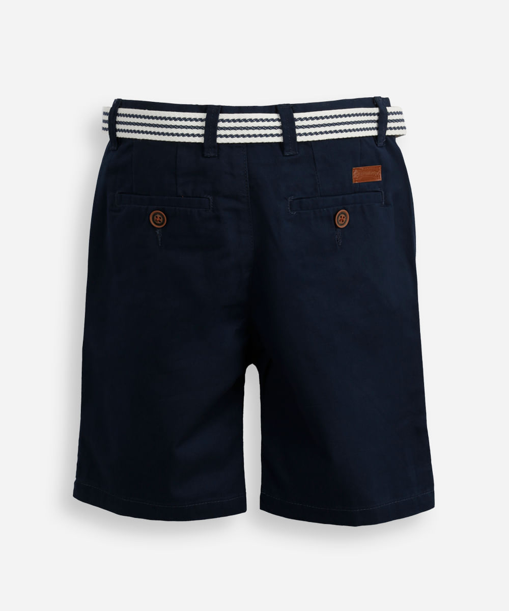 bermuda de sarja infantil com cinto azul