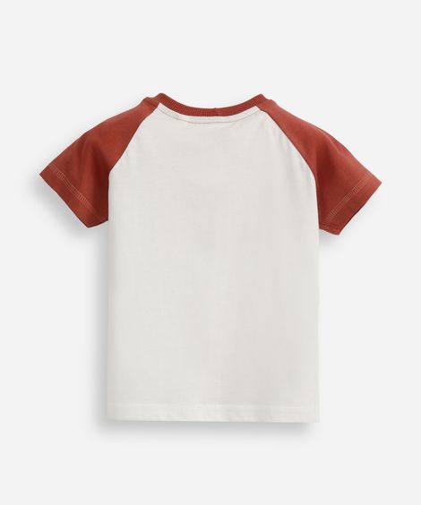 camiseta de algodão infantil manga raglan stay wild off white