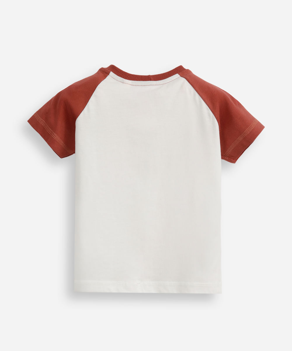 camiseta de algodão infantil manga raglan stay wild off white