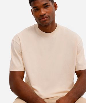 camiseta oversized de algodão peruano bege