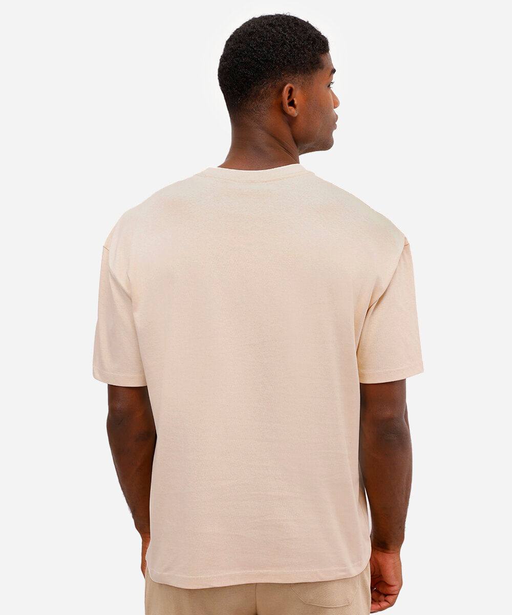 camiseta oversized de algodão peruano bege