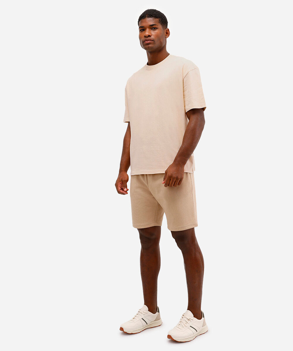 camiseta oversized de algodão peruano bege