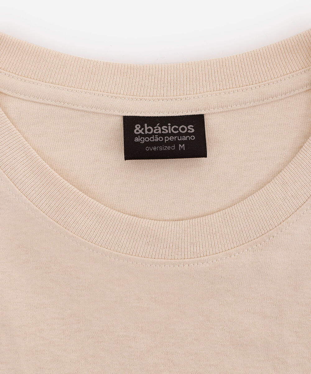 camiseta oversized de algodão peruano bege