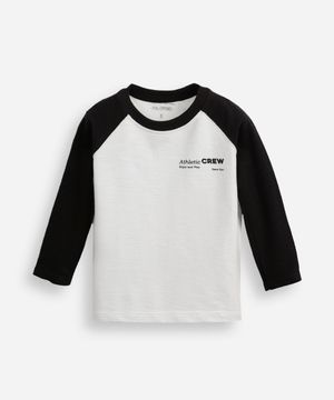 blusa de algodão infantil manga raglan texturizada off white