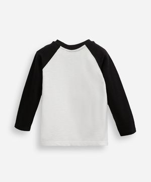blusa de algodão infantil manga raglan texturizada off white