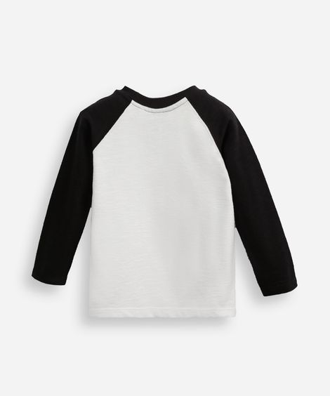blusa de algodão infantil manga raglan texturizada off white