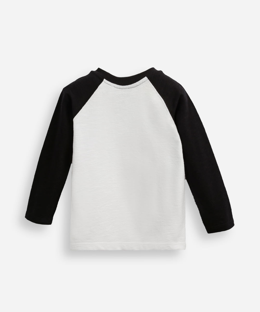 blusa de algodão infantil manga raglan texturizada off white