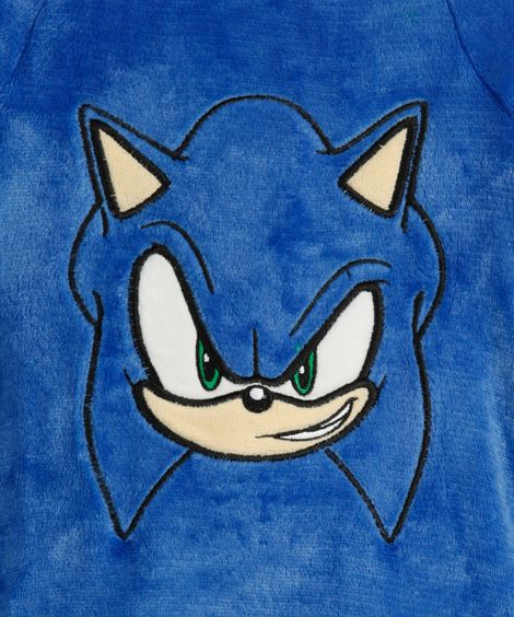 pijama longo infantil de fleece sonic - azul