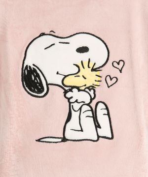 pijama longo infantil de fleece snoopy e woodstock rosa