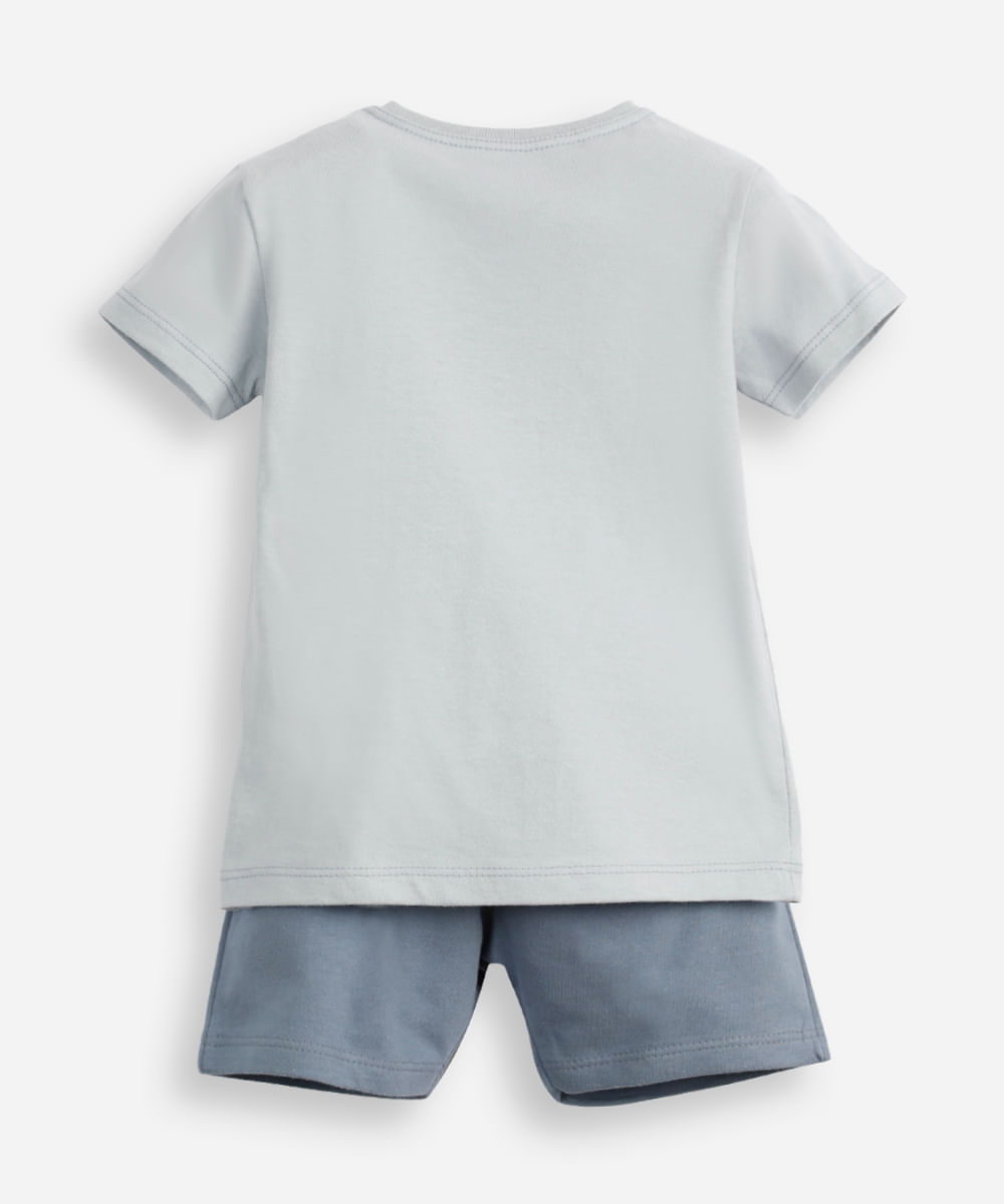conjunto infantil curto cachorro esportivo azul