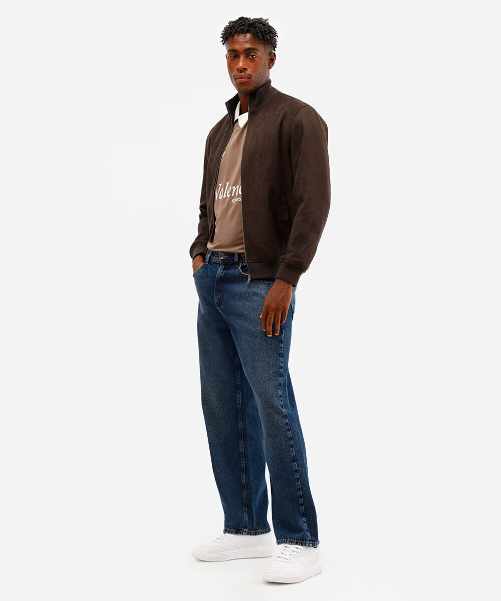 jaqueta bomber em suede marrom