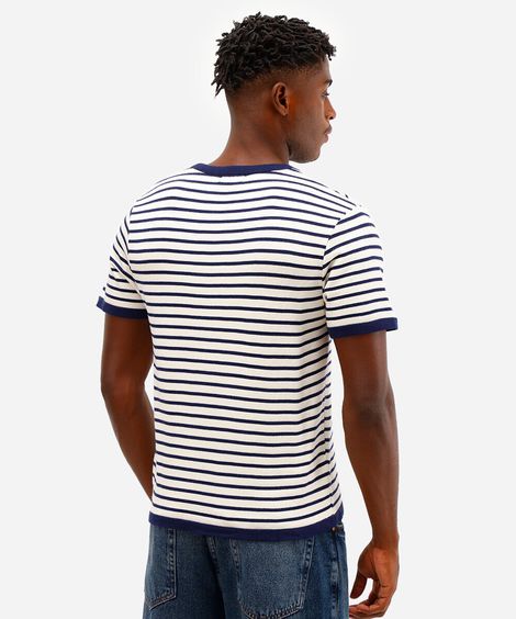 camiseta relaxed de tricot listrada azul