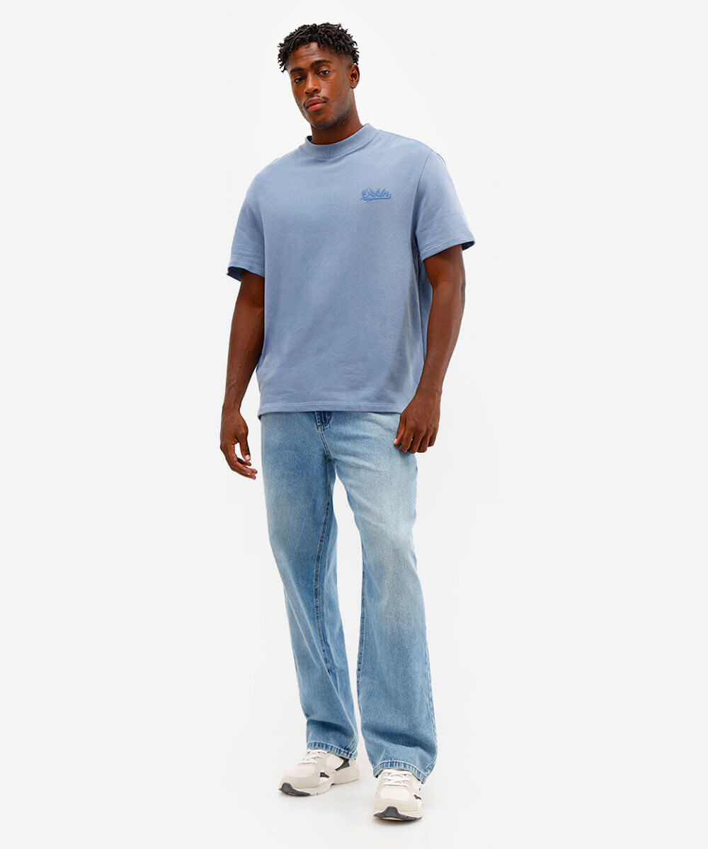 camiseta masculina de algodão manga curta brooklyn azul