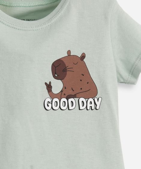 conjunto curto infantil de algodão capivara verde