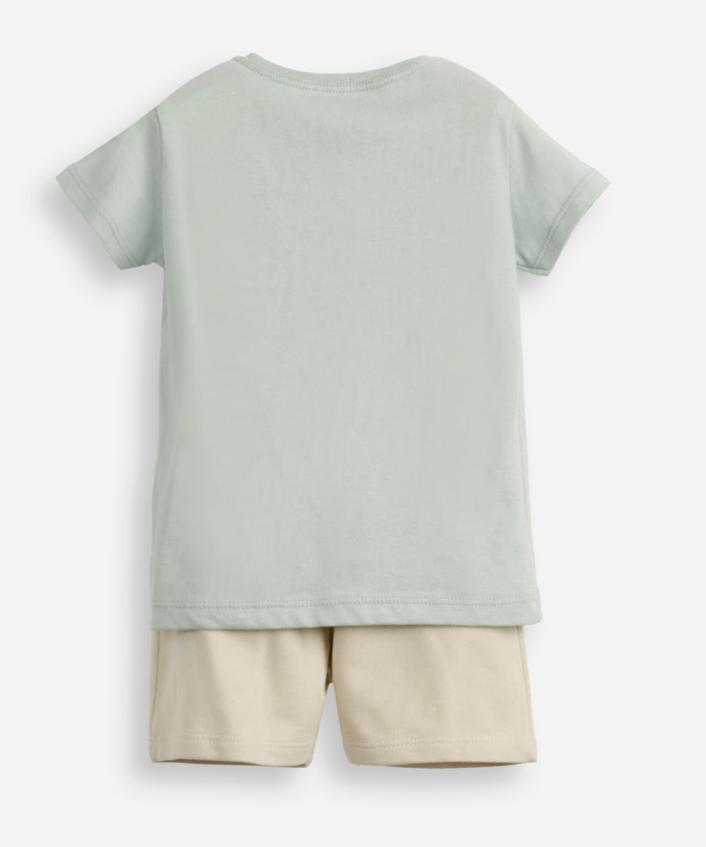 conjunto curto infantil de algodão capivara verde