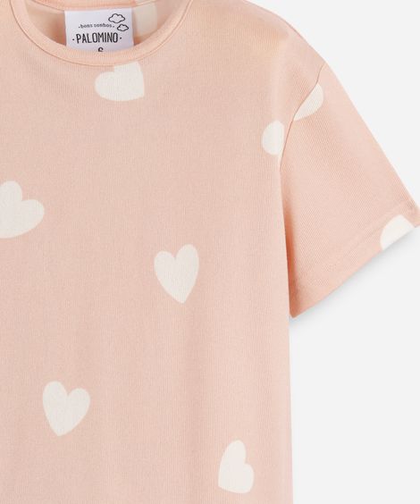 pijama curto infantil coração rosa