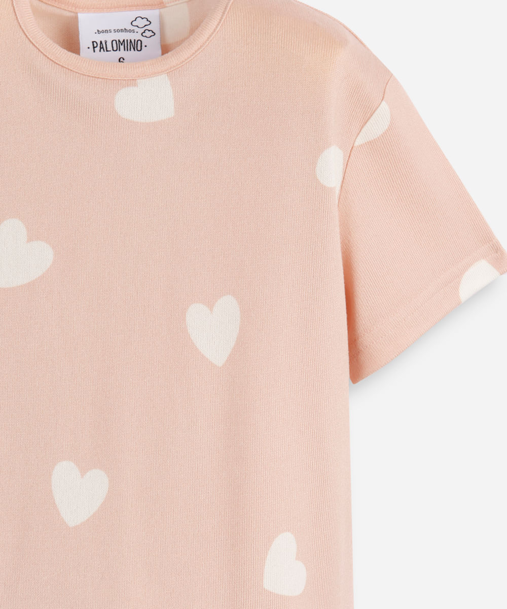 pijama curto infantil coração rosa