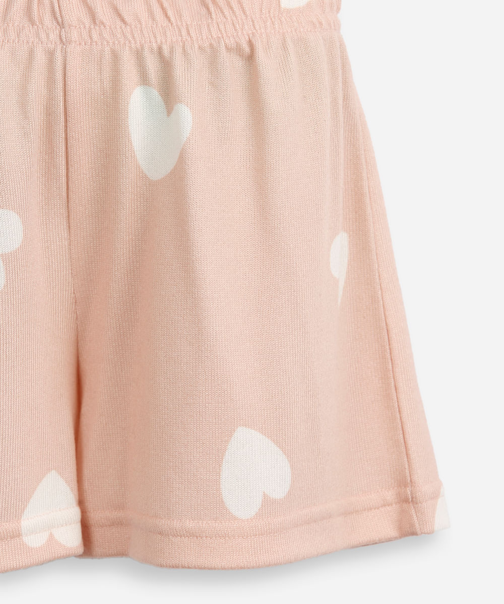pijama curto infantil coração rosa