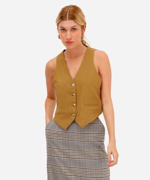 colete feminino de alfaiataria em viscose verde