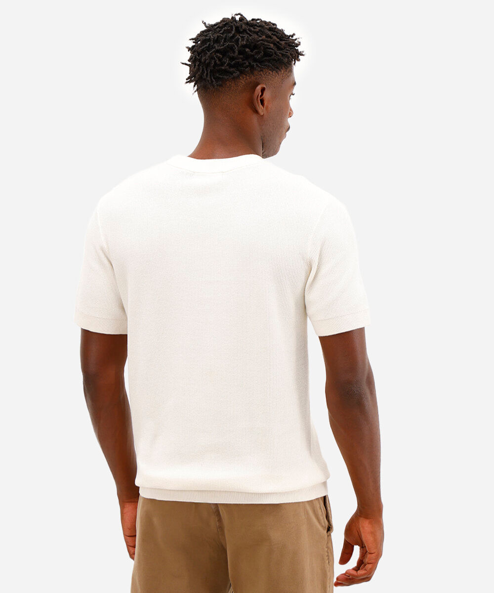 camiseta de tricot manga curta - kaki claro