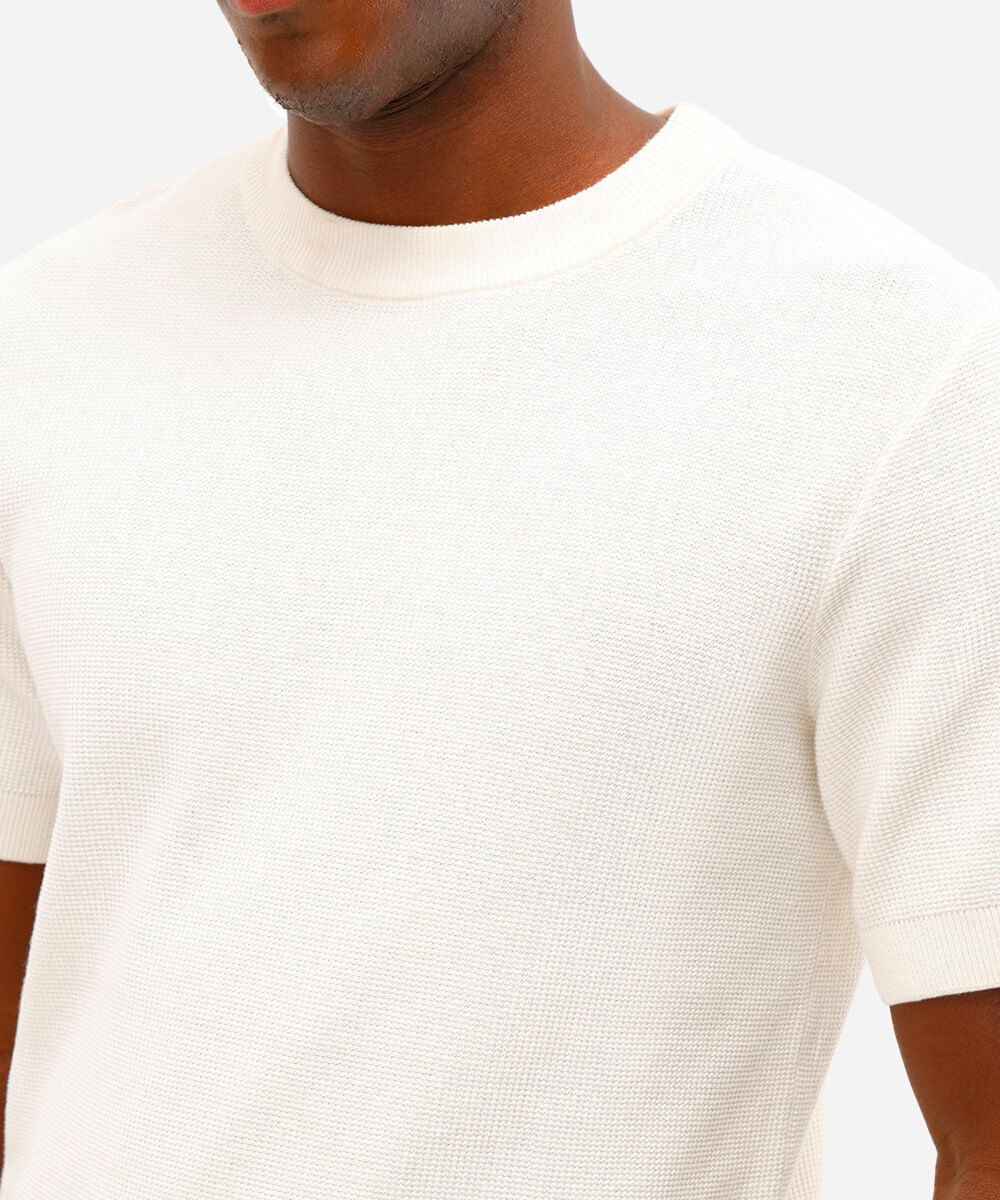 camiseta de tricot manga curta - kaki claro