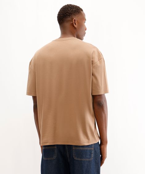camiseta oversized masculina de algodão peruano marrom