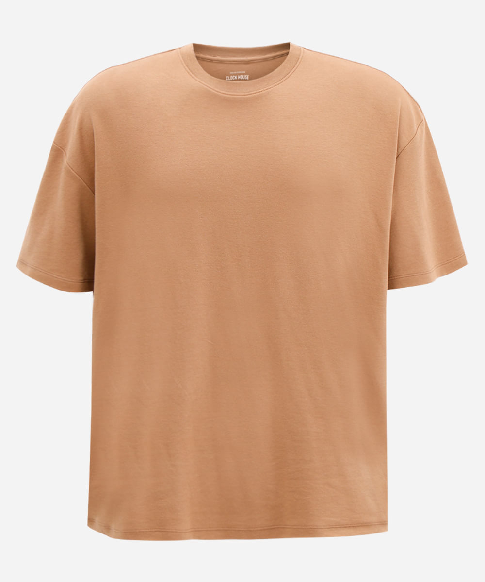 camiseta oversized masculina de algodão peruano marrom