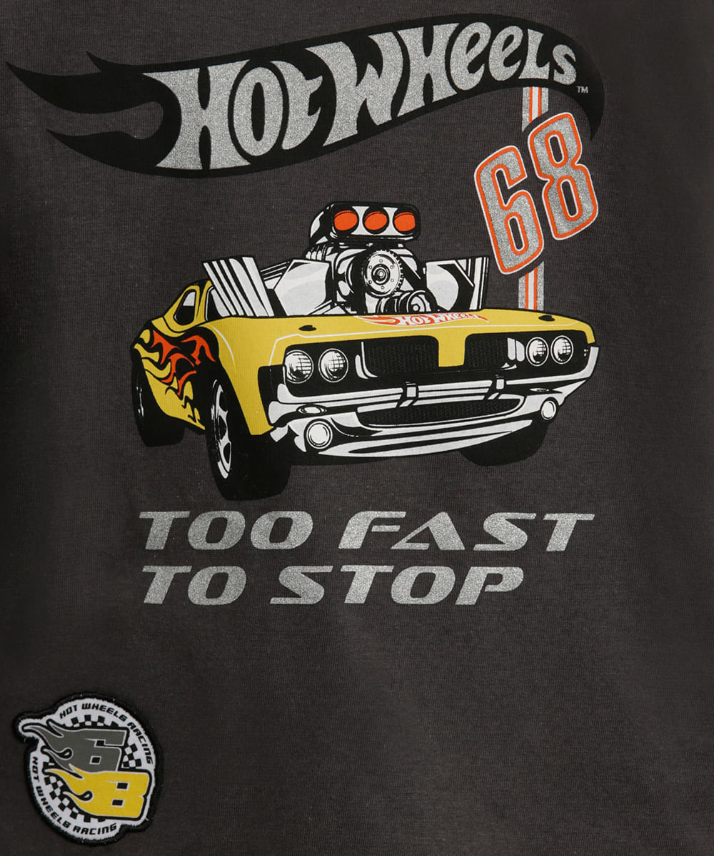 blusa de algodão infantil hot wheels cinza