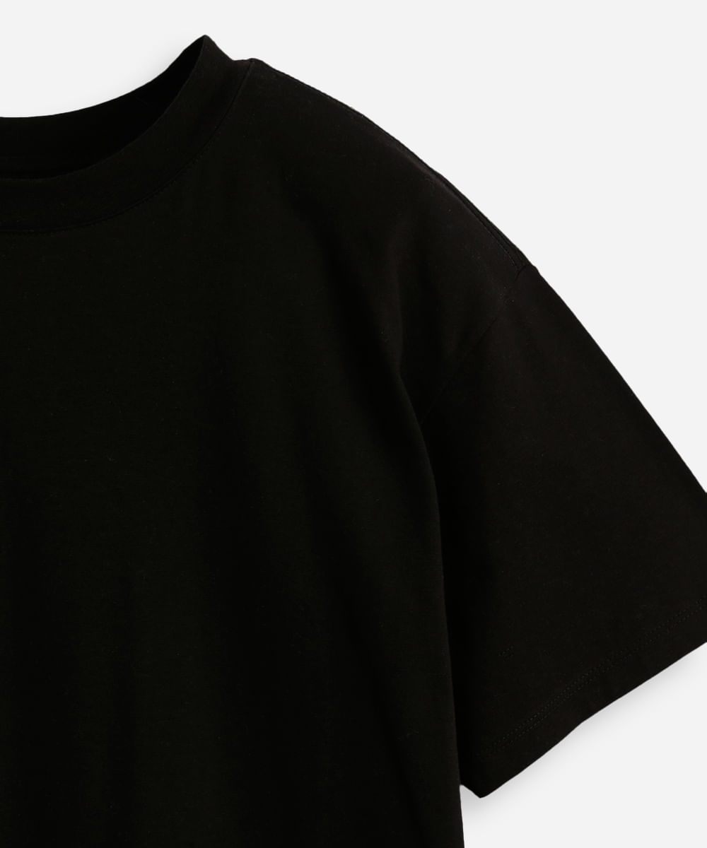 camiseta oversized juvenil de algodão básica preta