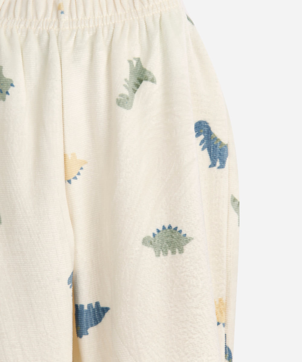 pijama longo infantil dinossauro off white
